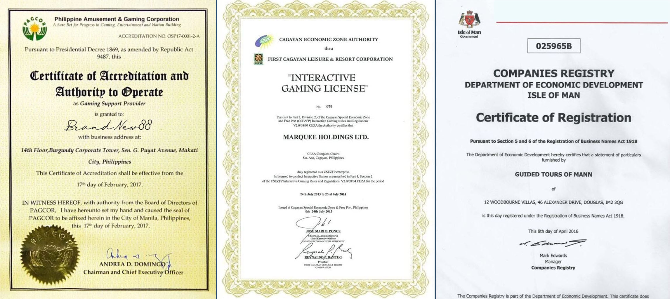 Những loại giấy phép hoạt động mà New88 được cấp